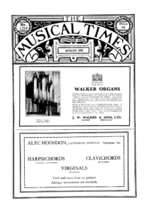 Anzeige von Alec Hodsdon in The Musical Times 1947