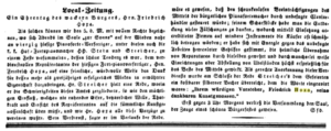 Artikel vom 8.3.1845 aus der Zeitschrift Der Wanderer 