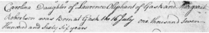 Taufeintrag für Carolina Oliphant Old Parish Register (OPR) für Findo Gask. National Records of Scotland