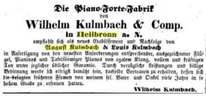 Wilhelm Kulmbach Anzeige - Regensburger Tageblatt No. 20, 1859